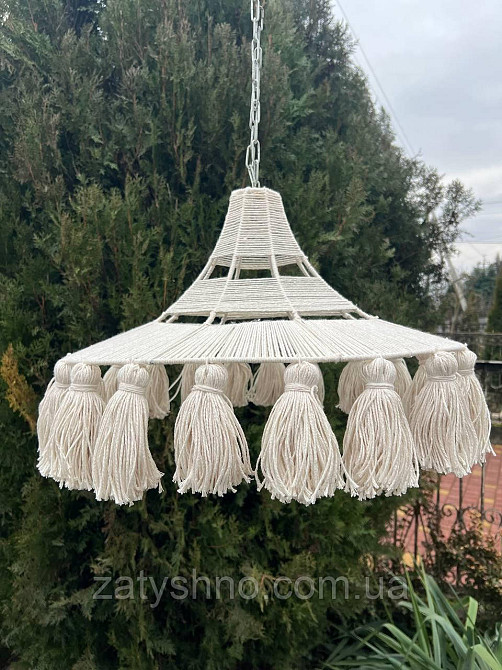 Люстра плетеная белая  с бавовняной нити Киев - изображение 6