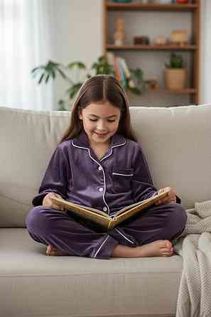 Дитяча велюрова тепла піжама дві кишені Ліловий б/к 122-128 Харків