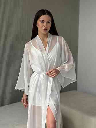 Довгий шифоновий халат Айвори L/2XL Харьков