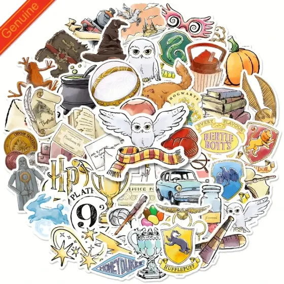 Набор 50 стикеров в стиле Гарри Поттера — водостойкие наклейки для декора Киев