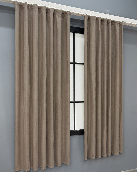 Комплект коротких штор VR-Textil Мікровелюр Petek YL № 1701ш Капучино 130х170 см 2 шт (35-0458) Київ - фото 3