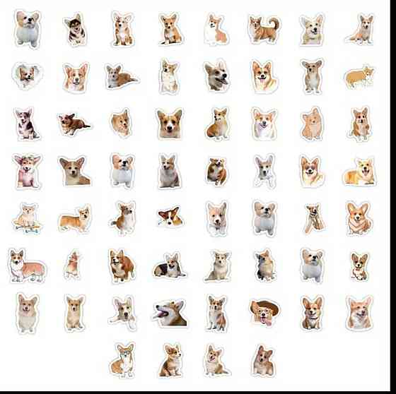 Набір наліпок Коргі – 60 штук милих стікерів із собаками Київ