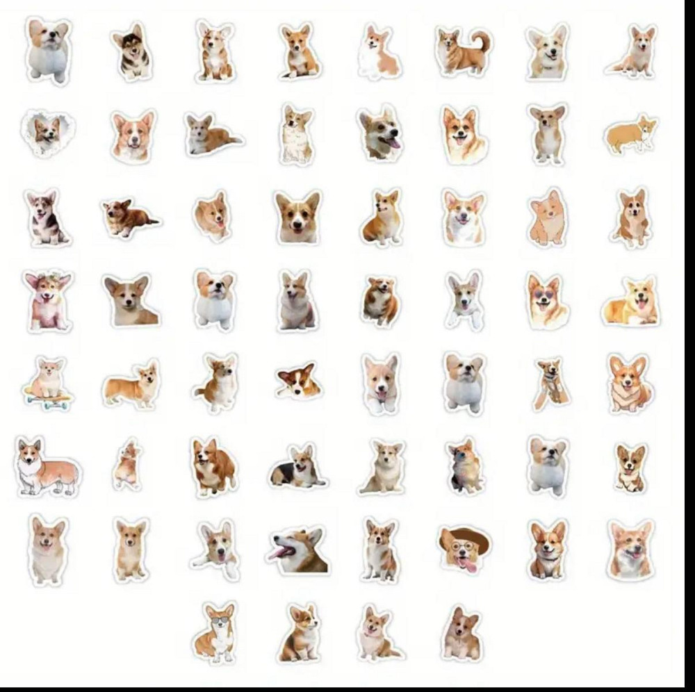Набор наклеек Корги – 60 штук милых стикеров с собаками Киев - изображение 5