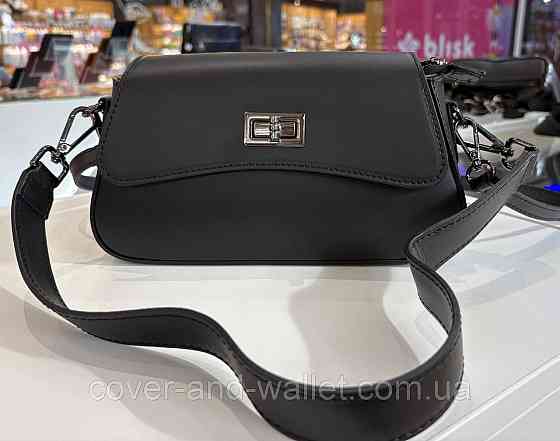 Елегантна каркасна жіноча сумочка з італійської шкіри чорного кольору Virginia Conti Київ