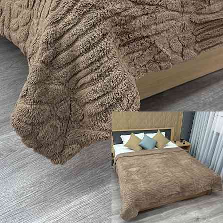 Плед 200х230 см (+-10см) на овчині "Косичка" колір мокко (87-304) Київ