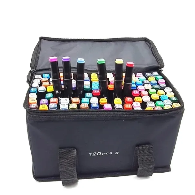 Набір двосторонніх скетч-маркерів Sketch Marker, 120 кольорів, для малювання та творчості, в сумці Одеса - фото 12