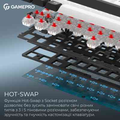 Клавіатура GamePro Asgard Valhalla MK210B Pro 65 RGB Wireless/Bluetooth/USB Black (MK210B Pro) Вінниця