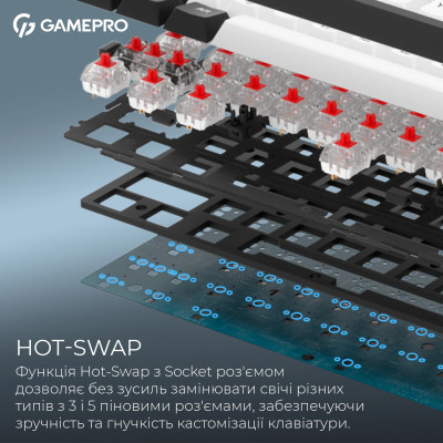 Клавіатура GamePro Asgard Valhalla MK210B Pro 65 RGB Wireless/Bluetooth/USB Black (MK210B Pro) Вінниця - фото 4