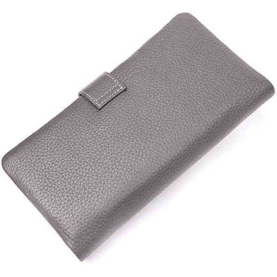 Вертикальное женское портмоне из натуральной кожи KARYA 20999 Серый Киев
