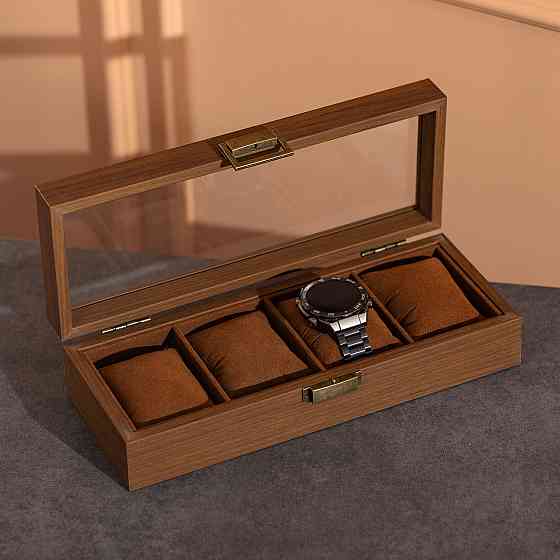 Скринька для годинників 31×12×7.5 см дерев'яна 4 відсіки коричнева HP-5-13 Коломия