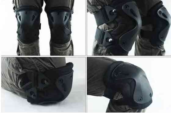 Комплект защиты Наколенники + налокотники из ударопрочного пластика (Черный) Киев