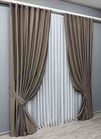 Комплект готових штор VR-Textil Оксамит (бархат) № 1655ш Какао 200х290 см 2 шт (32-077) Київ