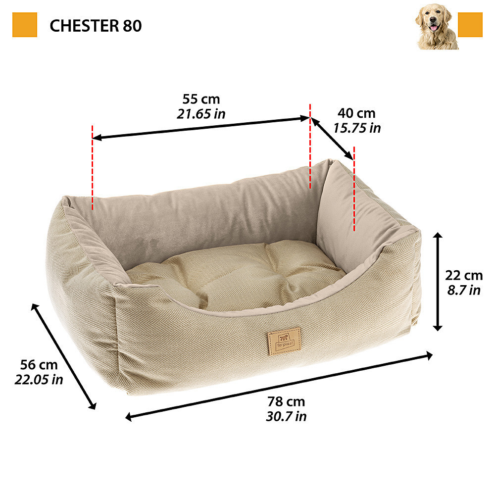 М'яке місце - лежачик для собак і котів Ferplast Chester (Ферпласт Честер) 78 х 56 х h 22 см - 80, Бежевий Запоріжжя - фото 2