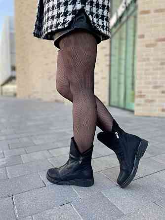 Vesna Жіночі черевики VESNA чорні натуральна шкіра-сатин висота 15,5см (2440) Коломыя