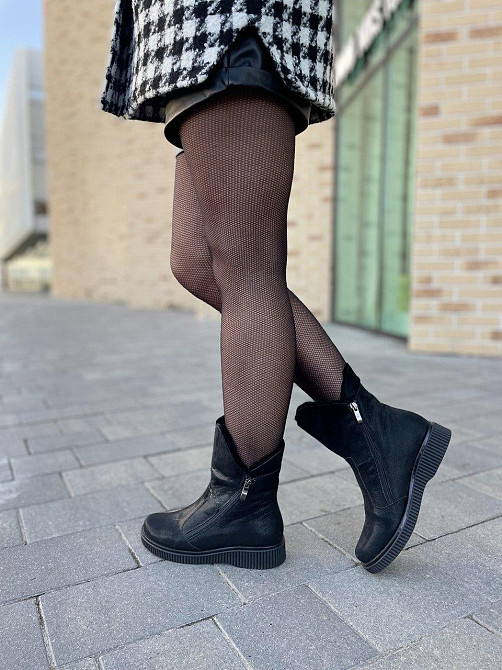 Vesna Жіночі черевики VESNA чорні натуральна шкіра-сатин висота 15,5см (2440) Коломыя - изображение 4