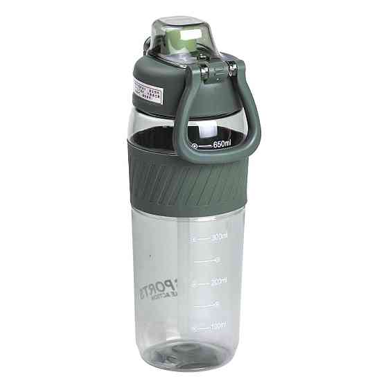 Пляшка для води 600 мл пляшка в школу для тренувань із трубочкою та ручкою 22 см Зелена HP-14-42GR Коломия