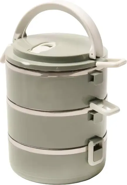 Ланч-бокс Supretto трехсекционный круглый из нержавеющей стали 1500 мл Коломия - фото 1