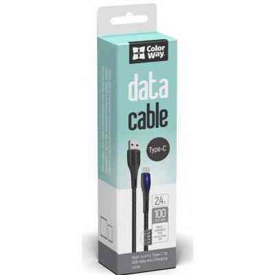 Дата кабель ColorWay USB 2.0 AM to Type-C 1.0m led black (CW-CBUC034-BK) Винница