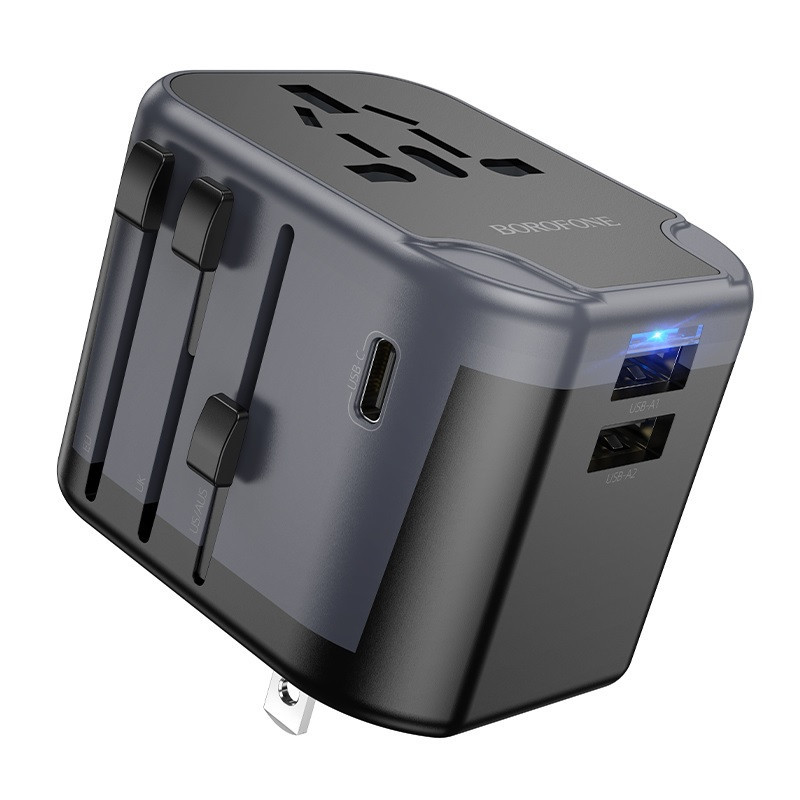 Мережевий зарядний пристрій BOROFONE BAC12 Leader 3-port(1C2A) universal conversion charger Black Одеса - фото 1