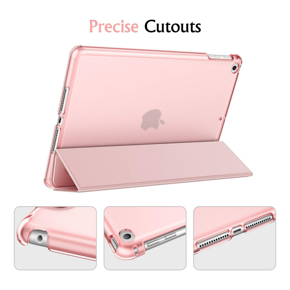Чохол накладка FINTIE для iPad 9.7 2018/2017 Air 1/2 рожеве золото тонкий PU матова прозора спинка автосон підставка Київ - фото 7