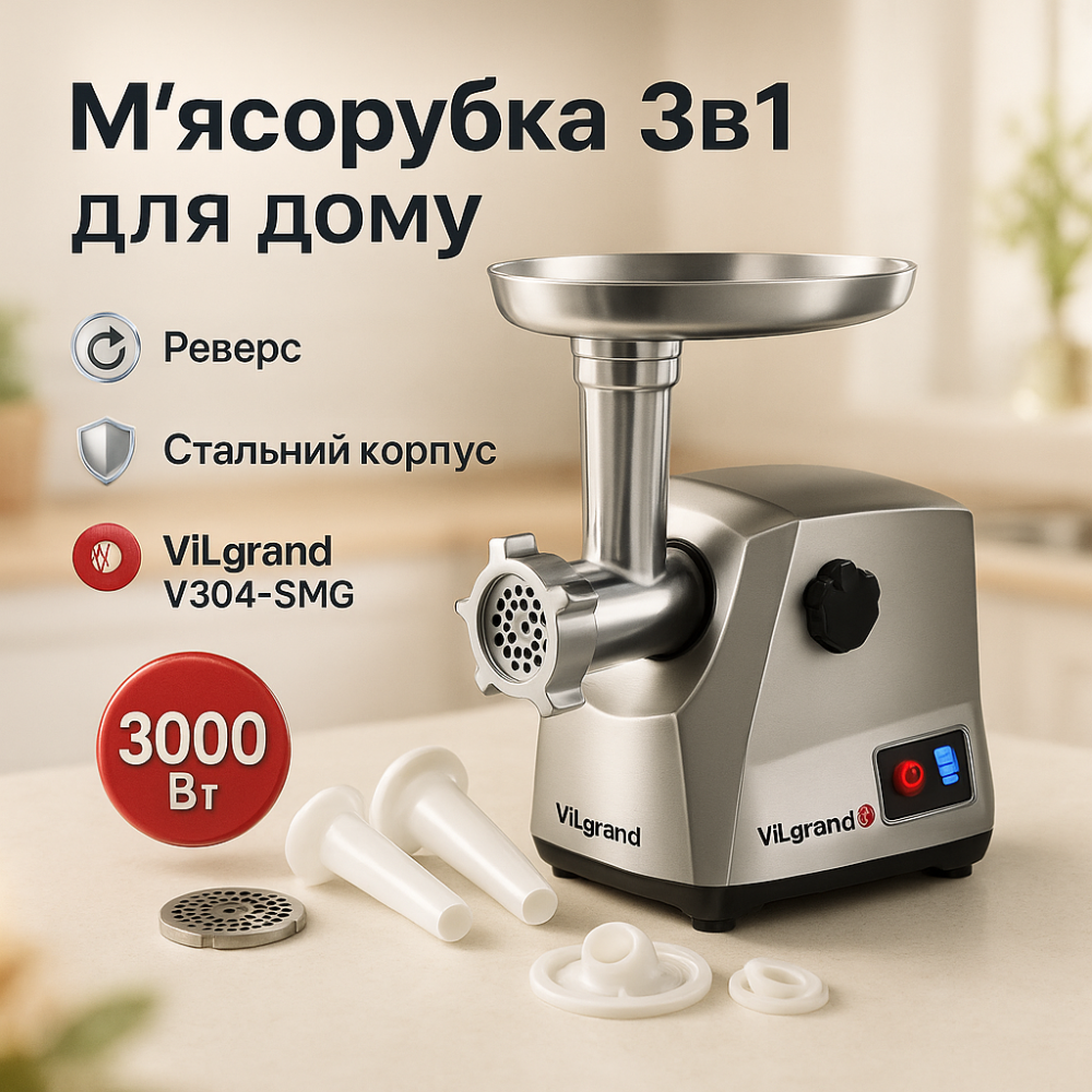 Электрическая мясорубка для современной кухни ViLgrand V304-SMG 3000Вт, Электро мясорубка для томатов TP-49 Львов - изображение 19