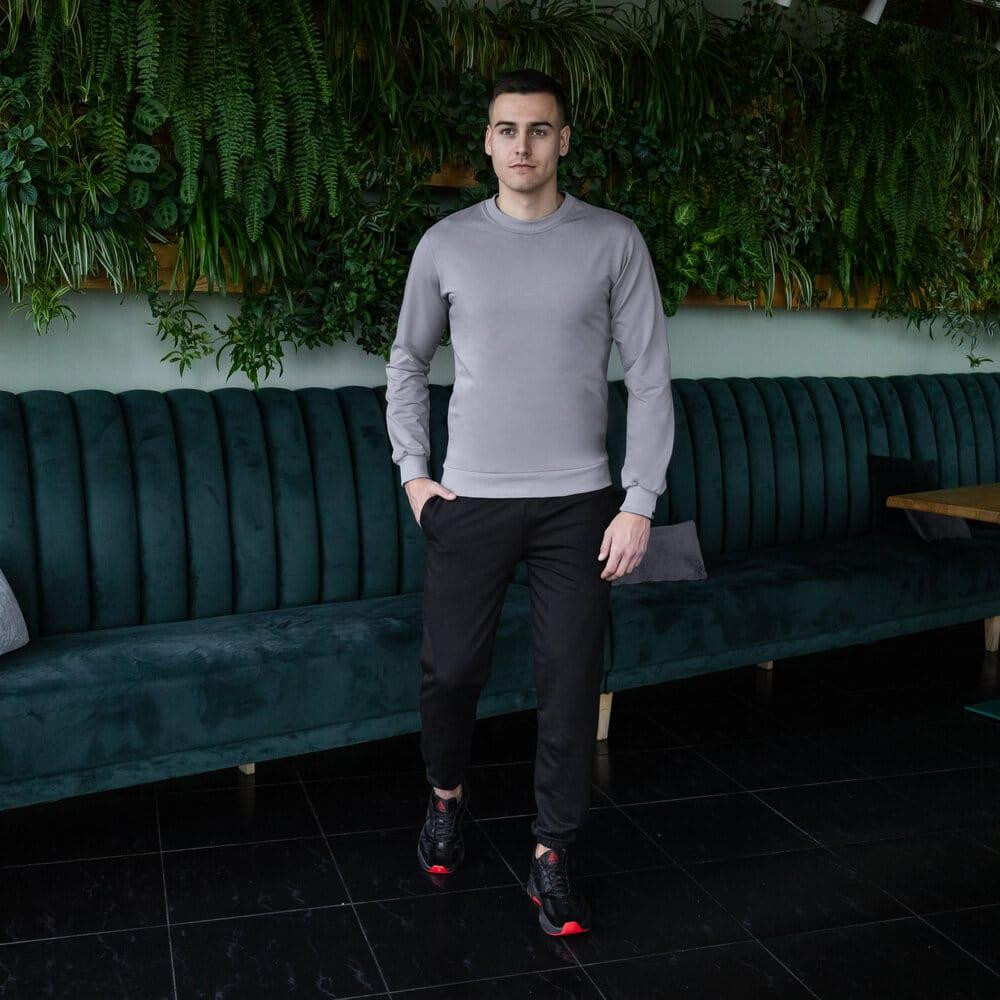 Світшот чоловічий однотонний сталевий Pobedov 001 Київ - фото 3