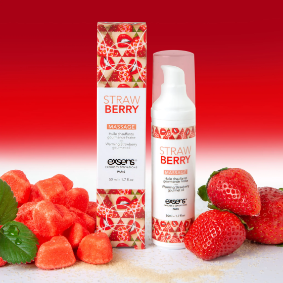 Массажное масло EXSENS Strawberry 50 мл разогревающее, без сахара, без парабенов, съедобное Sex Aura Киев
