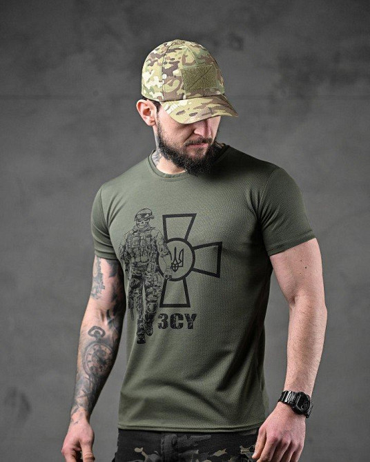 Футболка потовідвідна Bayraktar ЗСУ солдат олива ВТ0983 Одесса - изображение 2