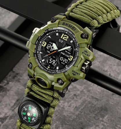 Годинник чоловічий спортивний Skmei 1155 B hamlet на паракордовому ремінці (Зелений) Вінниця