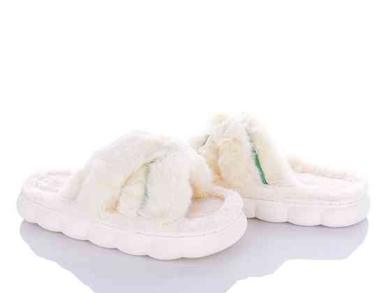 Тапочки женские открытые мех на легкой платформе Молочный Одесса