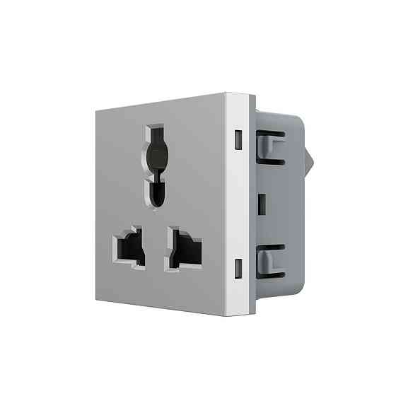 LIVOLO Універсальна розетка LIVOLO 12-в-1, з заземленням і шторками, сіра, 16А 250В, модуль (VL Київ