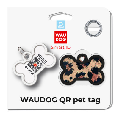 Адресник для тварин WAUDOG Smart ID з QR паспортом "Леопард", кістка 40х28 мм (231-4066) Вінниця - фото 5