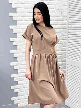 Женское платье миди с короткими рукавами Валенсия 42, Капучино Киев