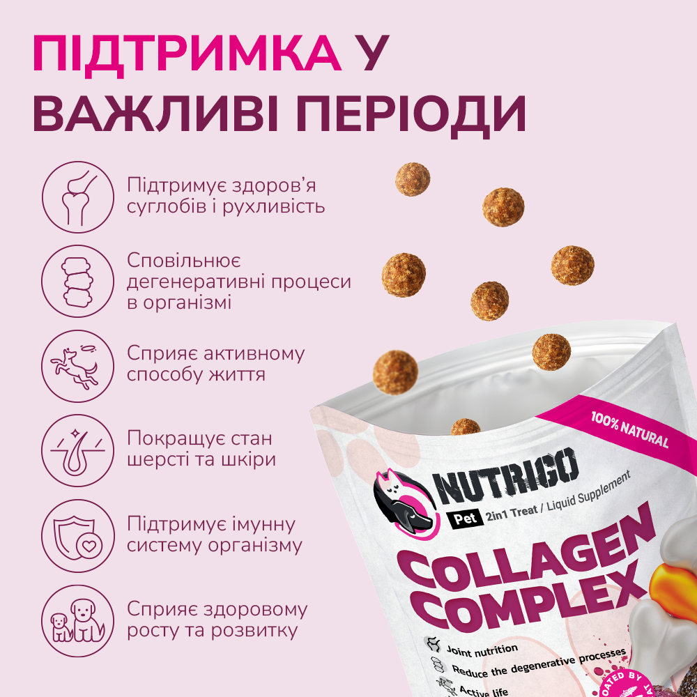 LK Baits Pet Nutrigo Collagen Complex S-M Функціональні ласощі для собак середніх порід з колагеном (Ø 20 мм), 170 г Київ - фото 4