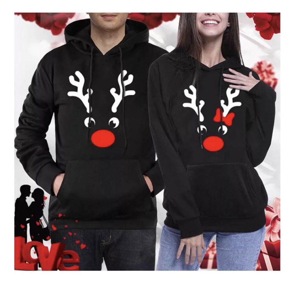 Теплые Новогодние Парные худи с оленями S, S, Серый Черновцы - изображение 1