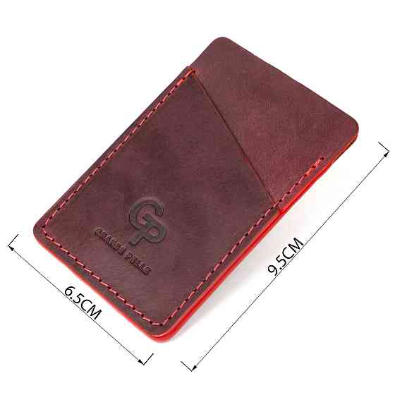 Вінтажний шкіряний картхолдер GRANDE PELLE 11504 Бордовий Київ