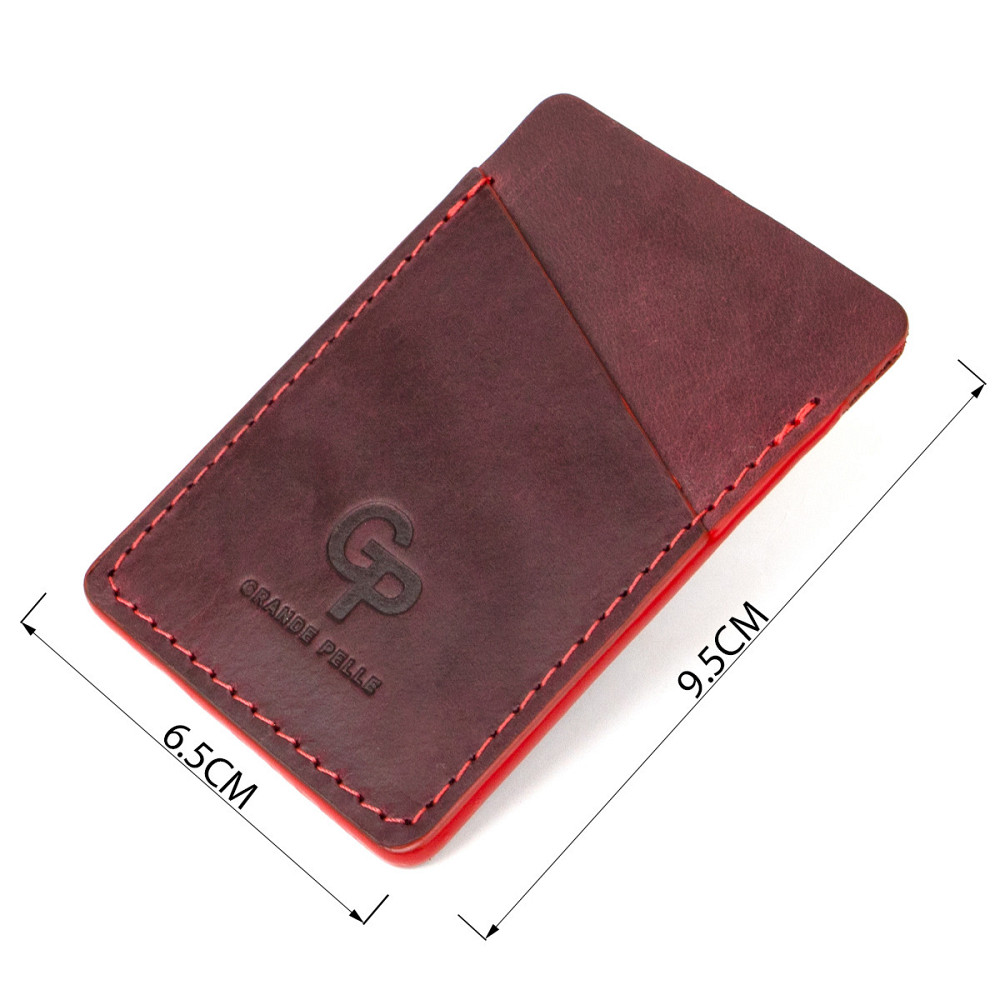 Винтажный кожаный картхолдер GRANDE PELLE 11504 Бордовый Киев - изображение 3