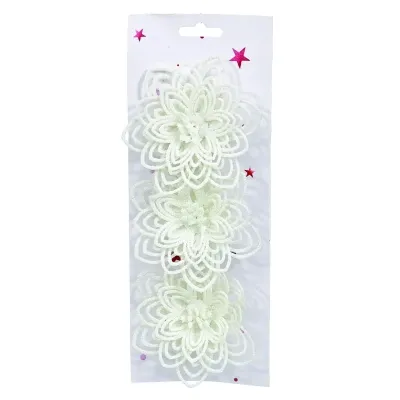 Прикраса декоративна Jumi Квітка на кліпсі 3 шт 10 см Біла (5900410902558) Вінниця - фото 2