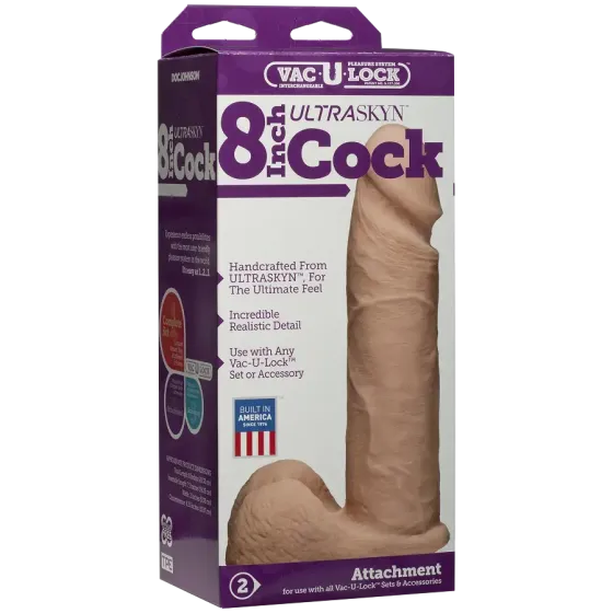 Фалоімітатор Doc Johnson Vac-U-Lock - 8 Inch ULTRASKYN Cock White, діаметр 5,1 см Львів
