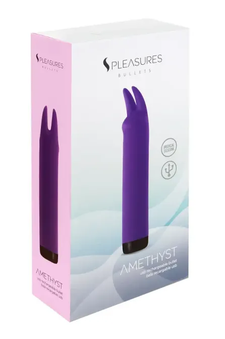 Вібратор S Pleasures Bullets Amethyst, фіолетовий, з двома відростками, 10 режимів, діаметр 3,1 см Львів - фото 4
