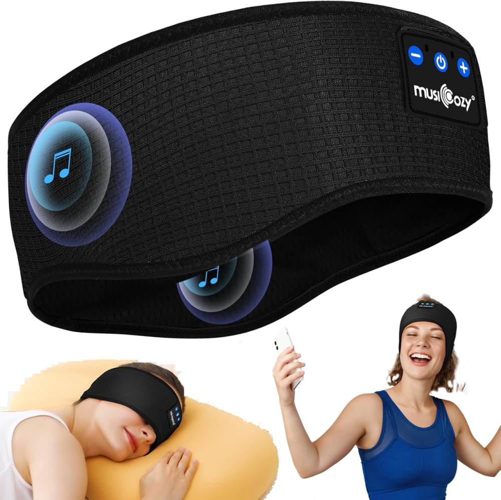 Bluetooth-наушники для сна MUSICOZY с повязкой, тонкие динамики, микрофон, до 16 часов, черные Киев - изображение 2