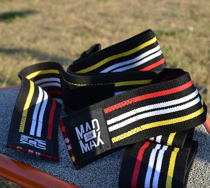 Бинти на коліна MadMax MFA-292 Knee Wraps Black Каменское - изображение 5
