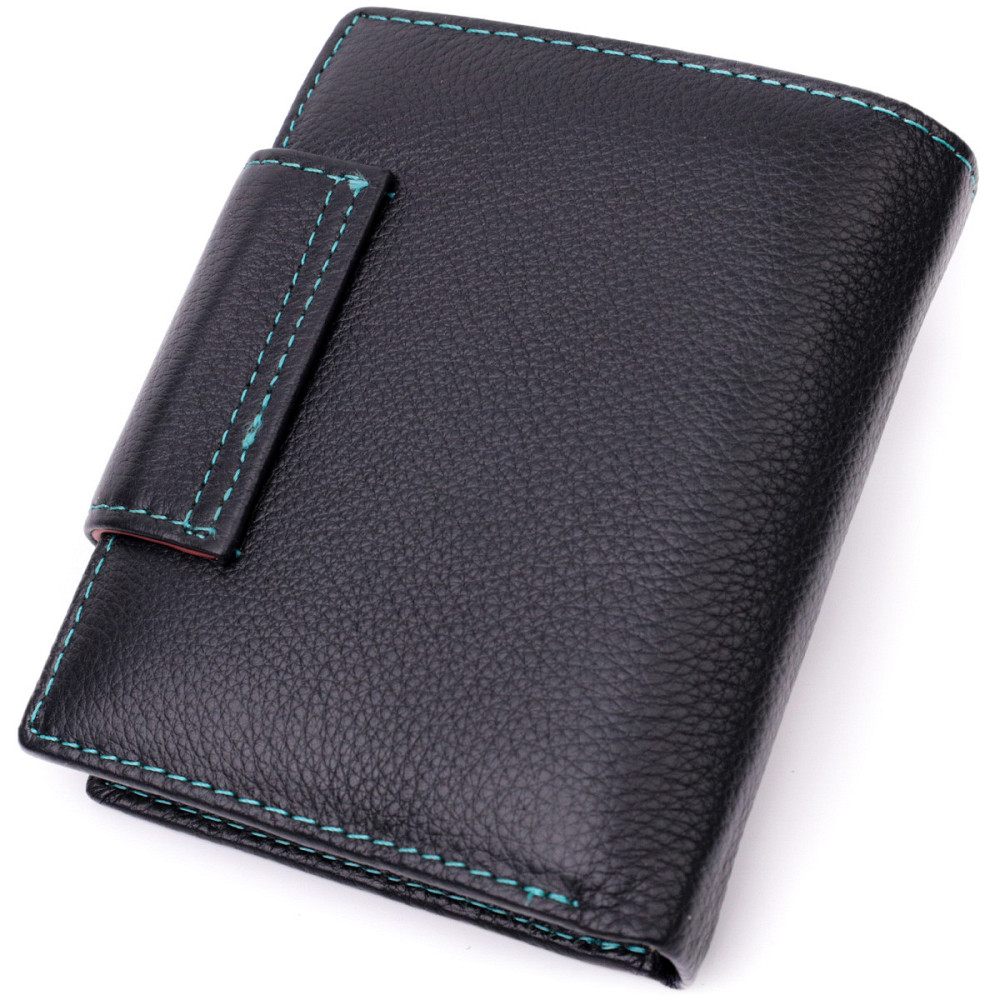 Портмоне для жінок у класичному кольорі з цікавою монетницею ST Leather 19449 Чорний Київ - фото 2