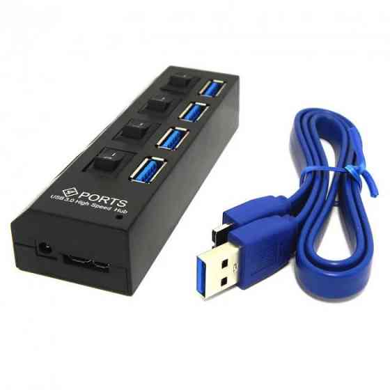 Разветвитель USB Хаб на 4 порта,Черный SBR Киев