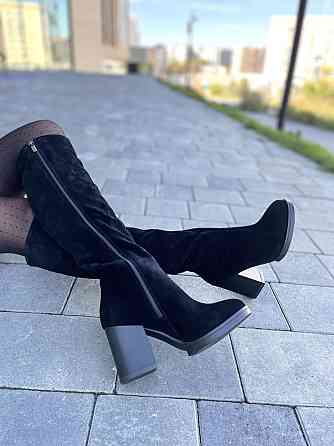 Valiente Чоботи жіночі VALIENTE чорні замша натуральна висота 41см обхват 35-38см каблук 8см (2 Коломия