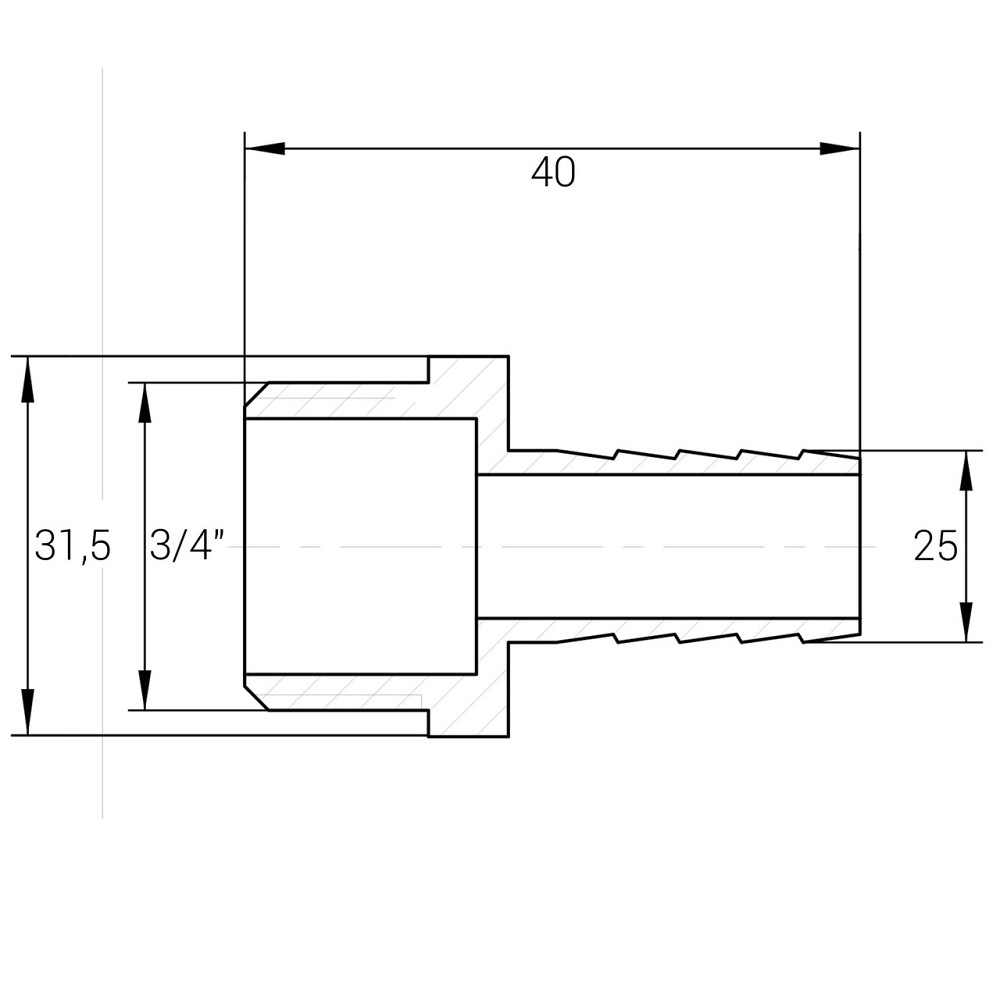 Штуцер 3/4″З 25мм нікельований NU4L2S OPTIMUM (000030851) Київ - фото 3