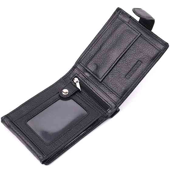 Интересный бумажник с блоком под документы из натуральной кожи ST Leather 22480 Черный Киев