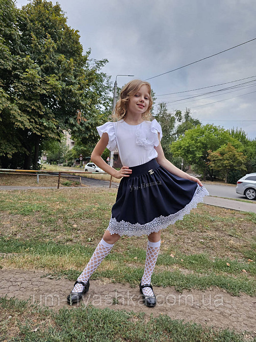 Комплект школьной формы блузка короткий рукав и юбочка с кружевом 116-134 Кривой Рог - изображение 6