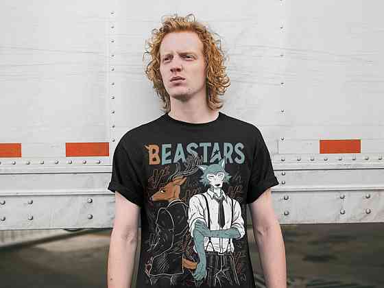 Футболка для хлопчика з аніме принтом Беастарс Легосхі Беастарс Гірл оверсайз (зріст від 165 до 180) Чорний AnimeJ0866m Дніпро