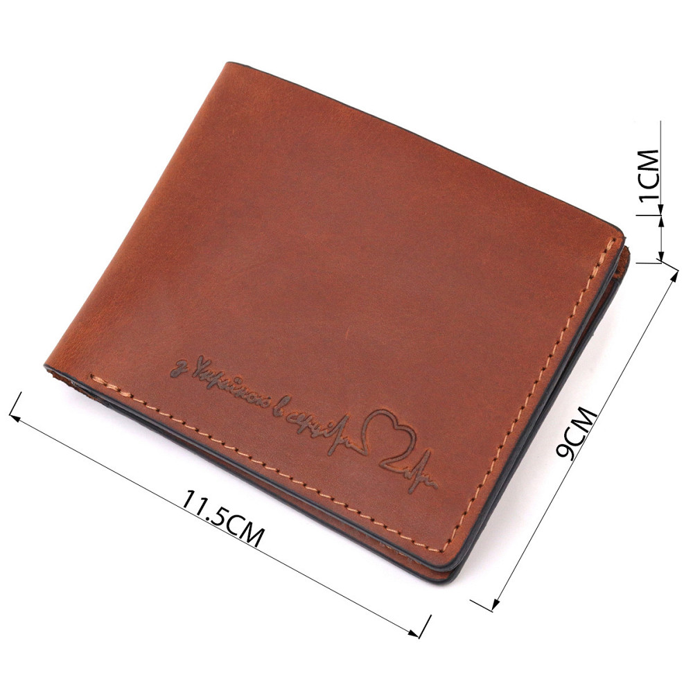 Чоловічий шкіряний гаманець у дві додавання Серце GRANDE PELLE 16736 Світло-коричневий Київ - фото 6